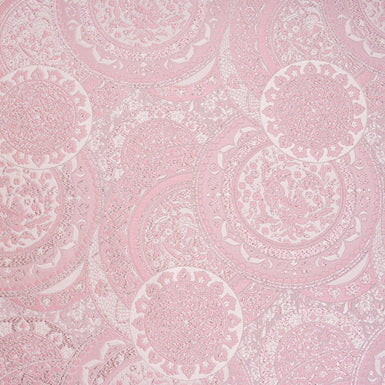 Two-Tone Pink Circle Jacquard Silk Blend Brocade