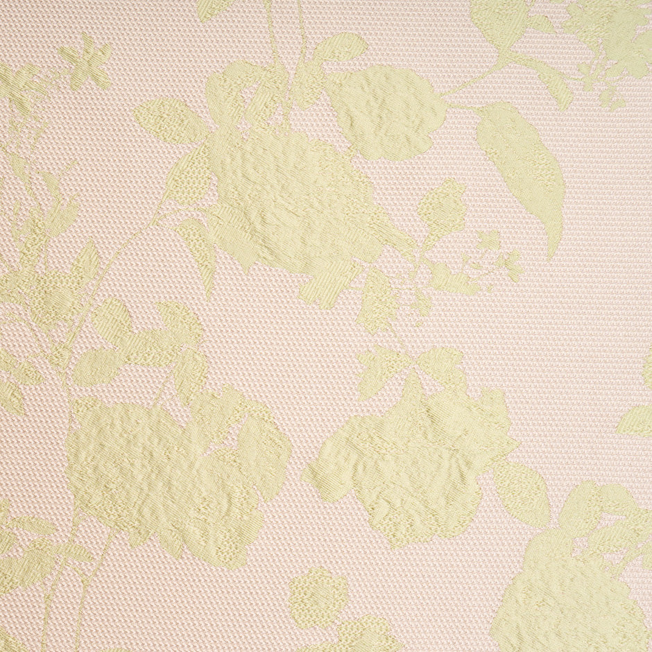 Yellow Floral Jacquard Peach Silk Blend Piqué