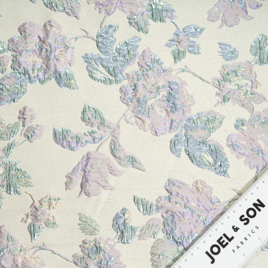 Lilac, Blue & Mint Metallic Floral Cloqué