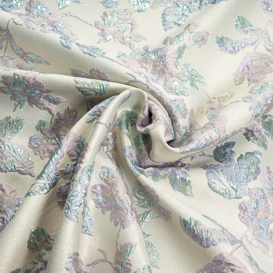 Lilac, Blue & Mint Metallic Floral Cloqué