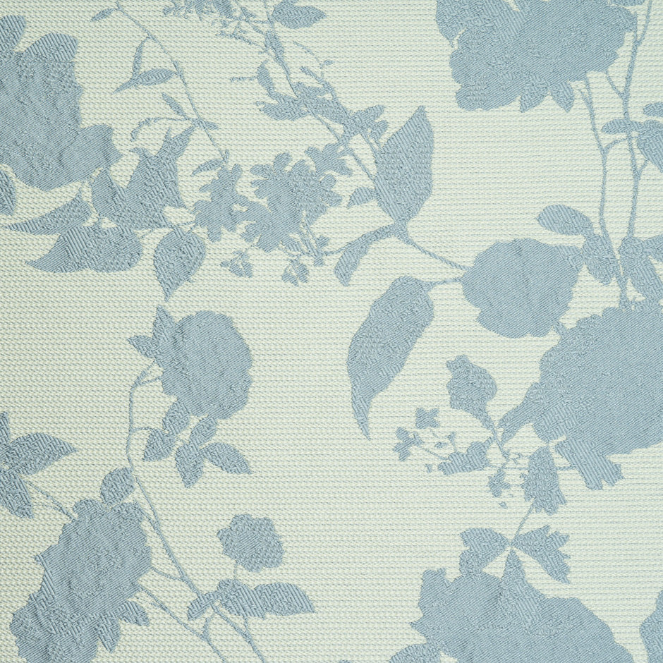 Blue Floral Mint Green Silk Blend Piqué