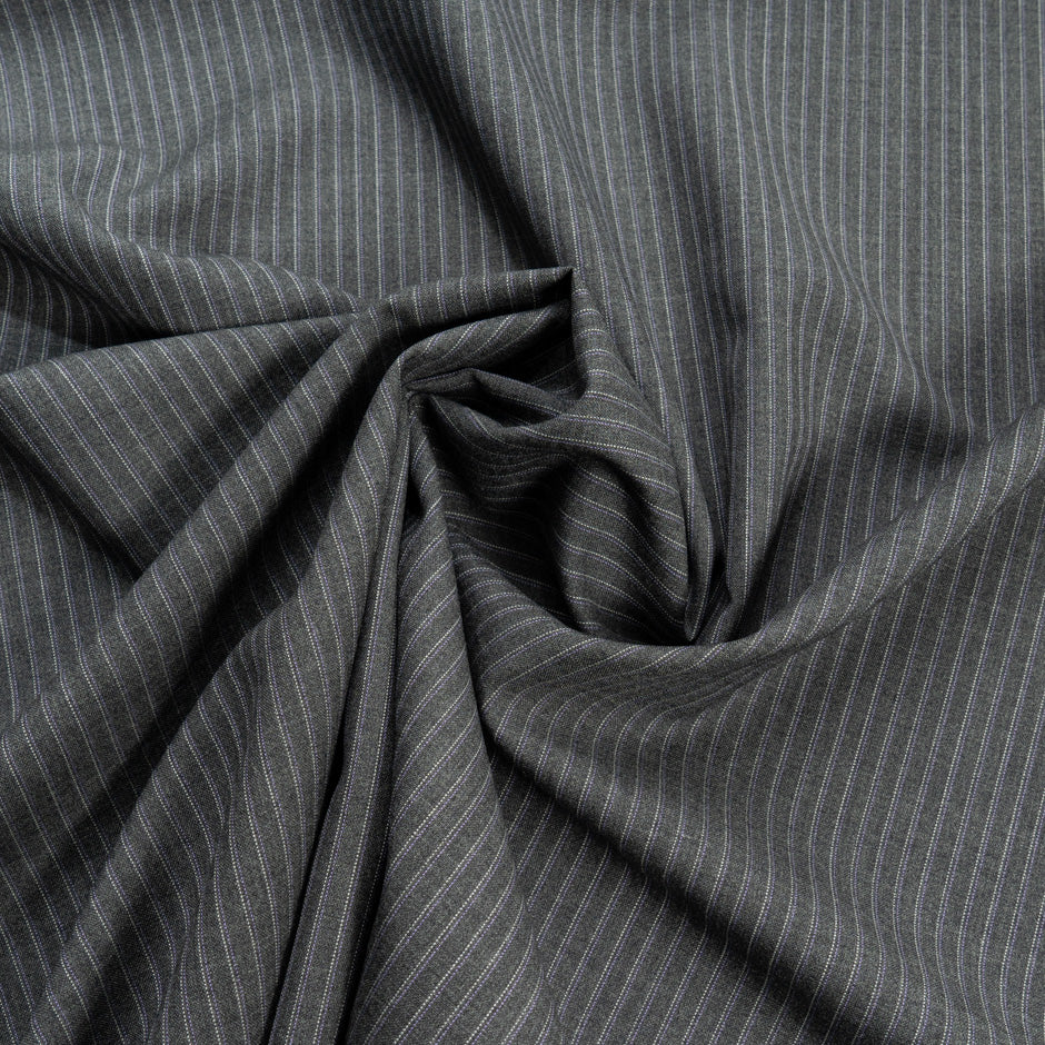 Grey Pinstriped Super 150s Pure Wool