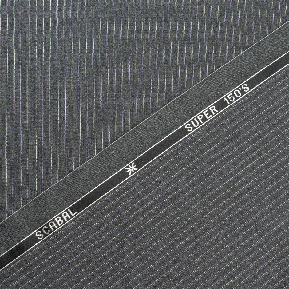 Grey Pinstriped Super 150s Pure Wool