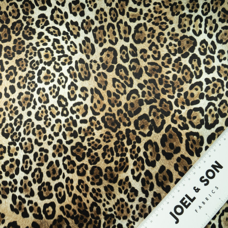 Beige & Black Animal Printed Silk Satin