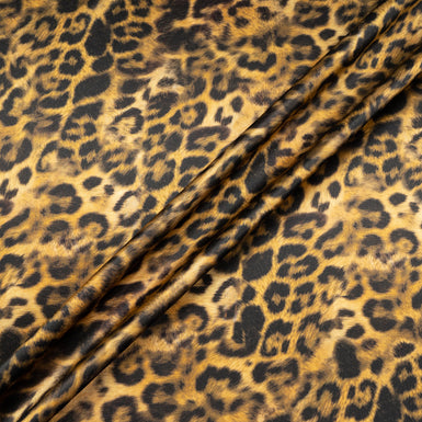 Rich Brown & Black Leopard Printed Silk Satin