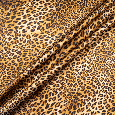 Two-Tone Brown Leopard Printed Pure Silk Satin