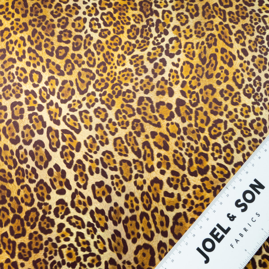 Chocolate Brown & Golden Leopard Printed Silk Satin