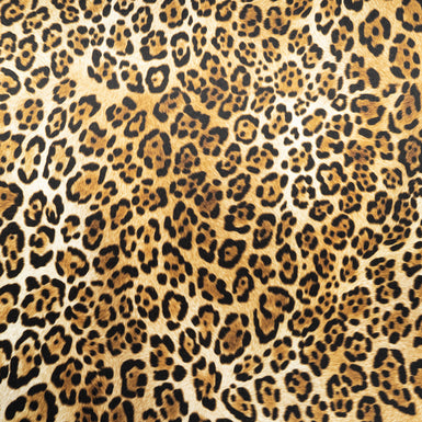 Beige, Brown & Black Leopard Printed Silk Satin