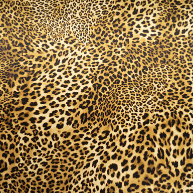 Golden Brown Leopard Printed Pure Silk Satin