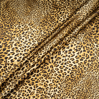 Golden Brown Leopard Printed Silk Satin (A 2m Piece)