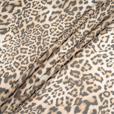 Soft Brown & Black Leopard Printed Pure Silk Chiffon