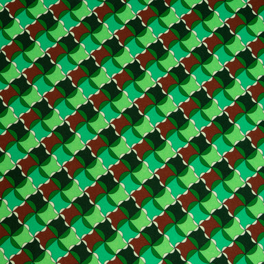 Green & Maroon Geometric Printed Pure Wool
