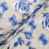 Blue Rose Printed Grey Silk Metallic Lamé