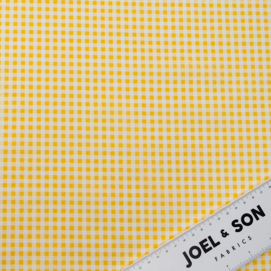 Canary Yellow Gingham Printed Cotton (A 3m Piece)