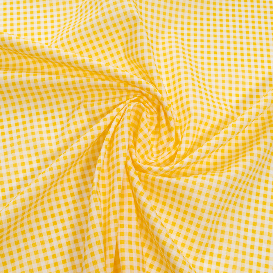 Canary Yellow Gingham Printed Cotton (A 3m Piece)