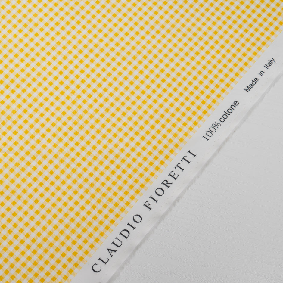 Canary Yellow Gingham Printed Cotton (A 3m Piece)