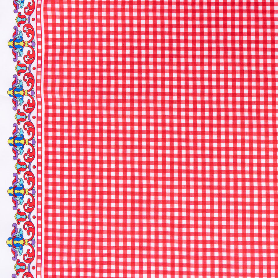Bright Red Gingham Printed Pure Cotton