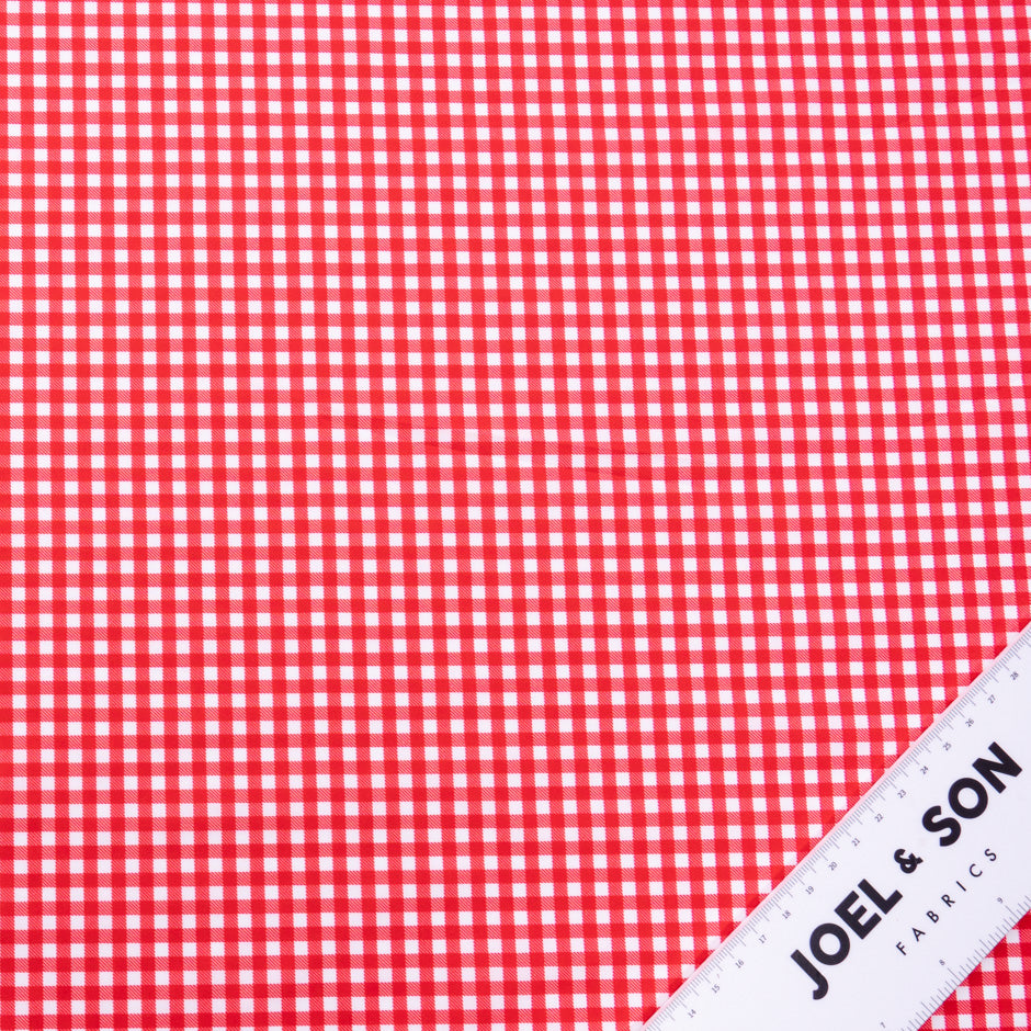 Bright Red Gingham Printed Pure Cotton