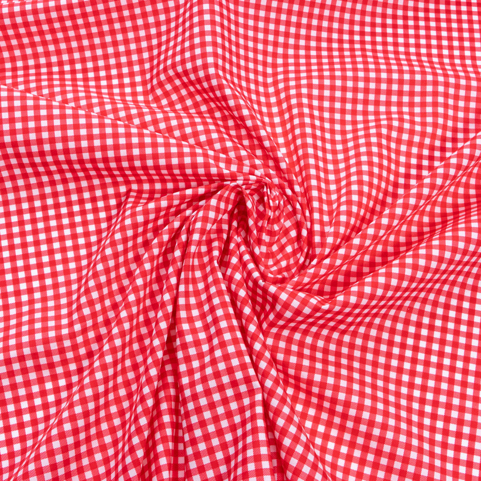 Bright Red Gingham Printed Pure Cotton
