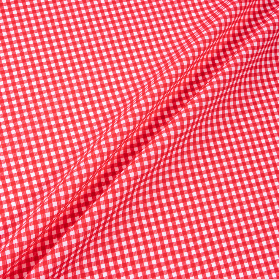 Bright Red Gingham Printed Pure Cotton