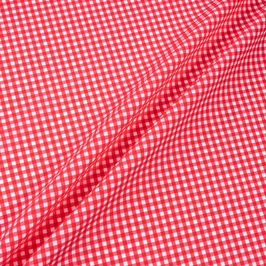 Bright Red Gingham Printed Pure Cotton