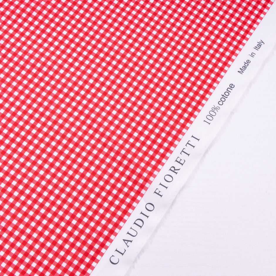 Bright Red Gingham Printed Pure Cotton