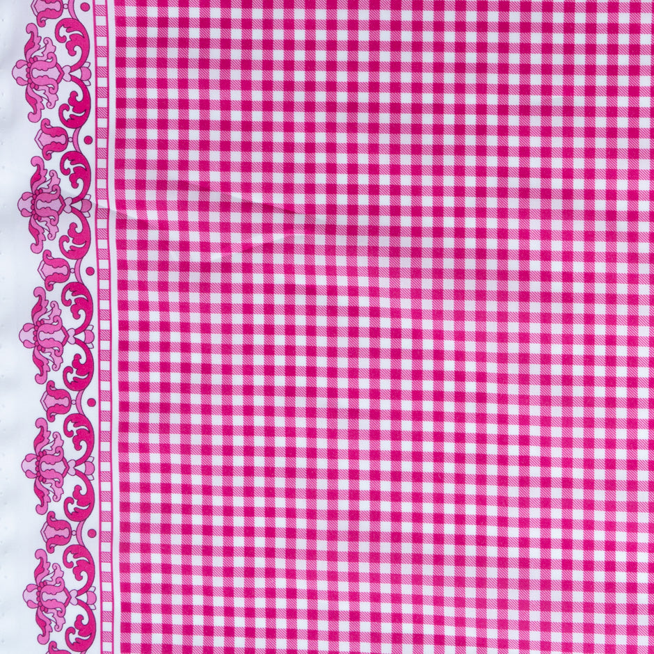 Fuchsia Pink Gingham Printed Luxury Cotton