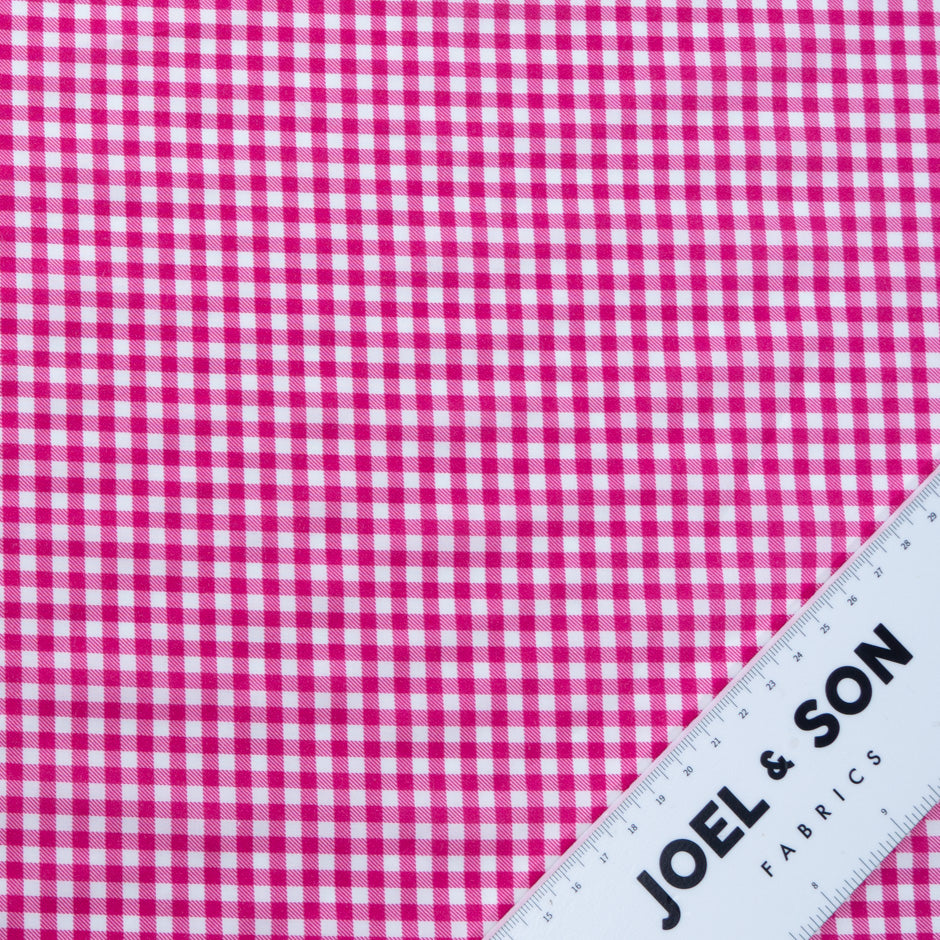 Fuchsia Pink Gingham Printed Luxury Cotton