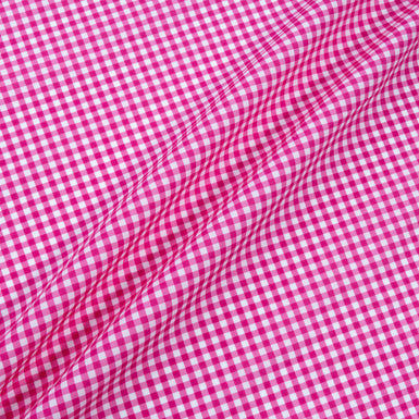 Fuchsia Pink Gingham Printed Luxury Cotton
