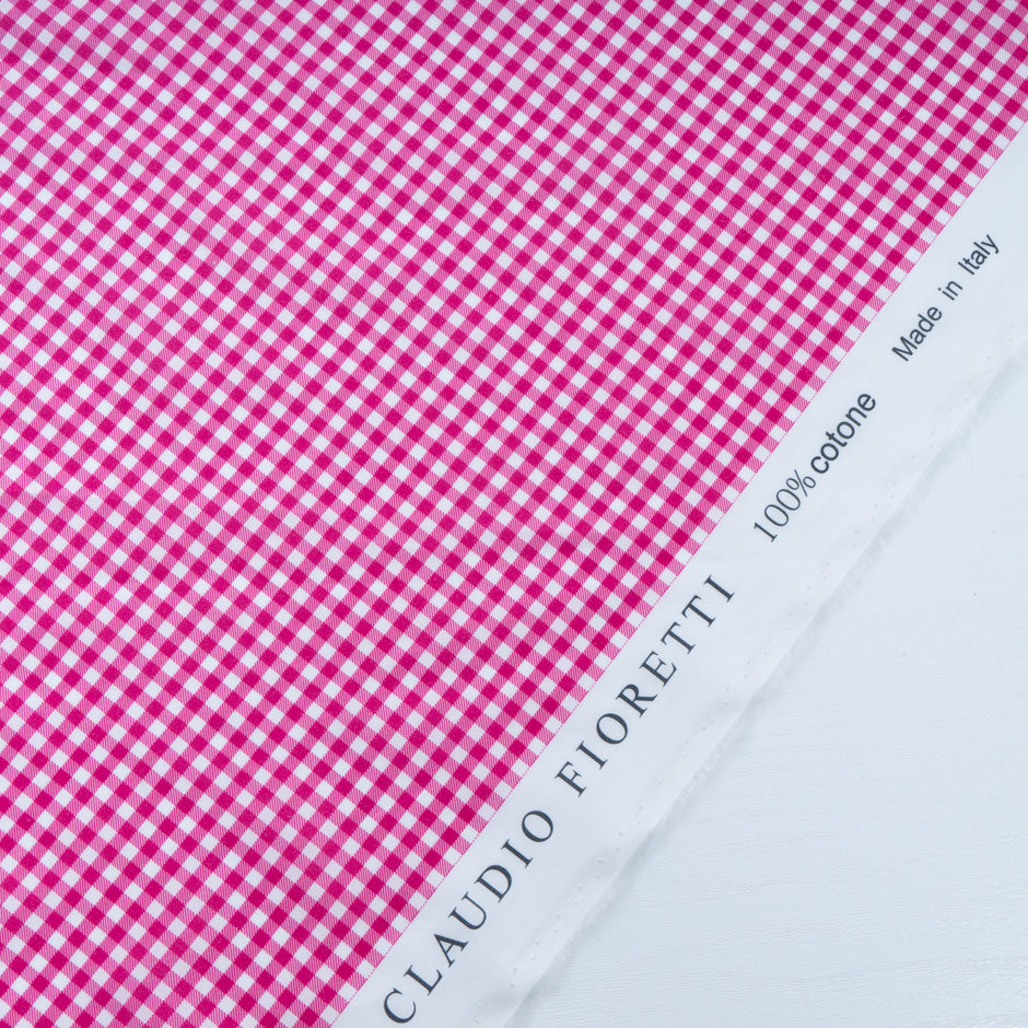 Fuchsia Pink Gingham Printed Luxury Cotton