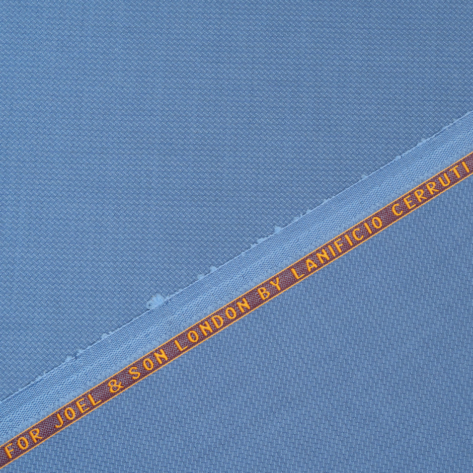 Deep Sky Blue Herringbone Super 130s Pure Tropical Wool