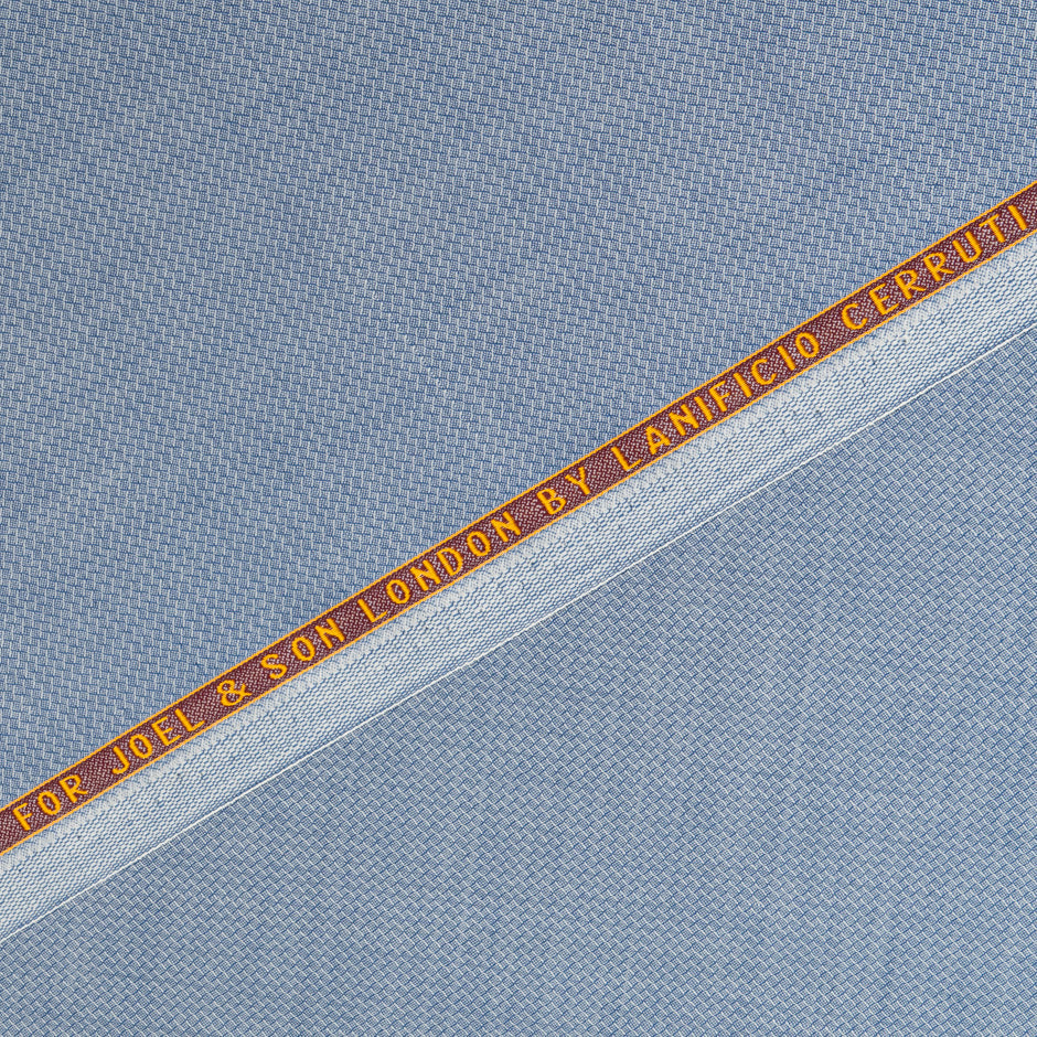 Soft Blue Herringbone Super 130s Pure Tropical Wool