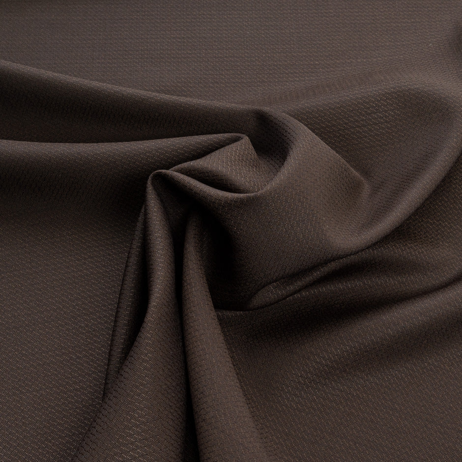 Dark Brown Herringbone Super 130s Pure Tropical Wool