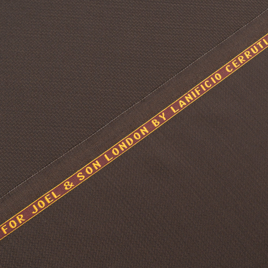 Dark Brown Herringbone Super 130s Pure Tropical Wool