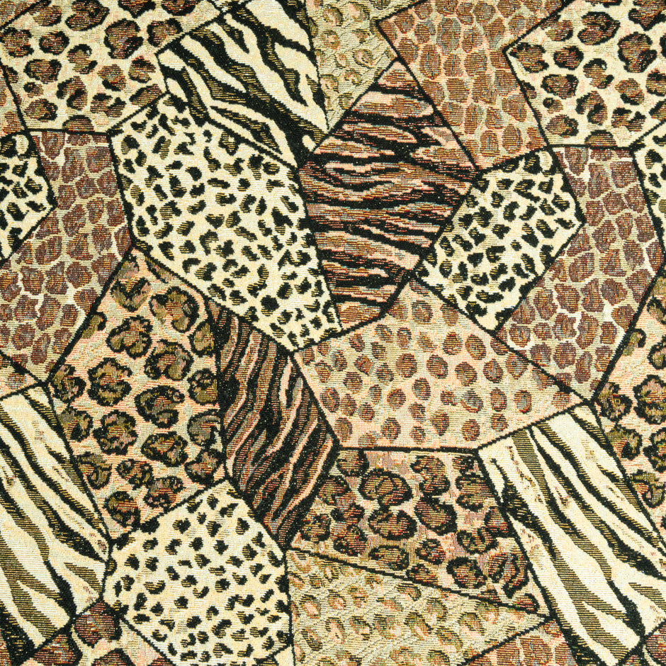 Animal Patchwork Metallic Cotton Blend Brocade