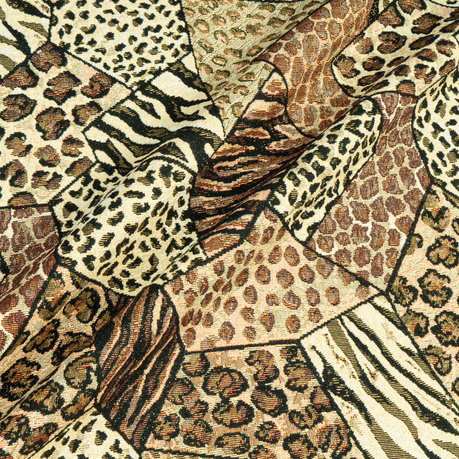 Animal Patchwork Metallic Cotton Blend Brocade