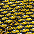 Yellow Taxi Cab Printed Black Silk Crêpe de Chine