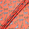 Horse Printed Soft Red Pure Silk Twill (A 3.15m Piece)