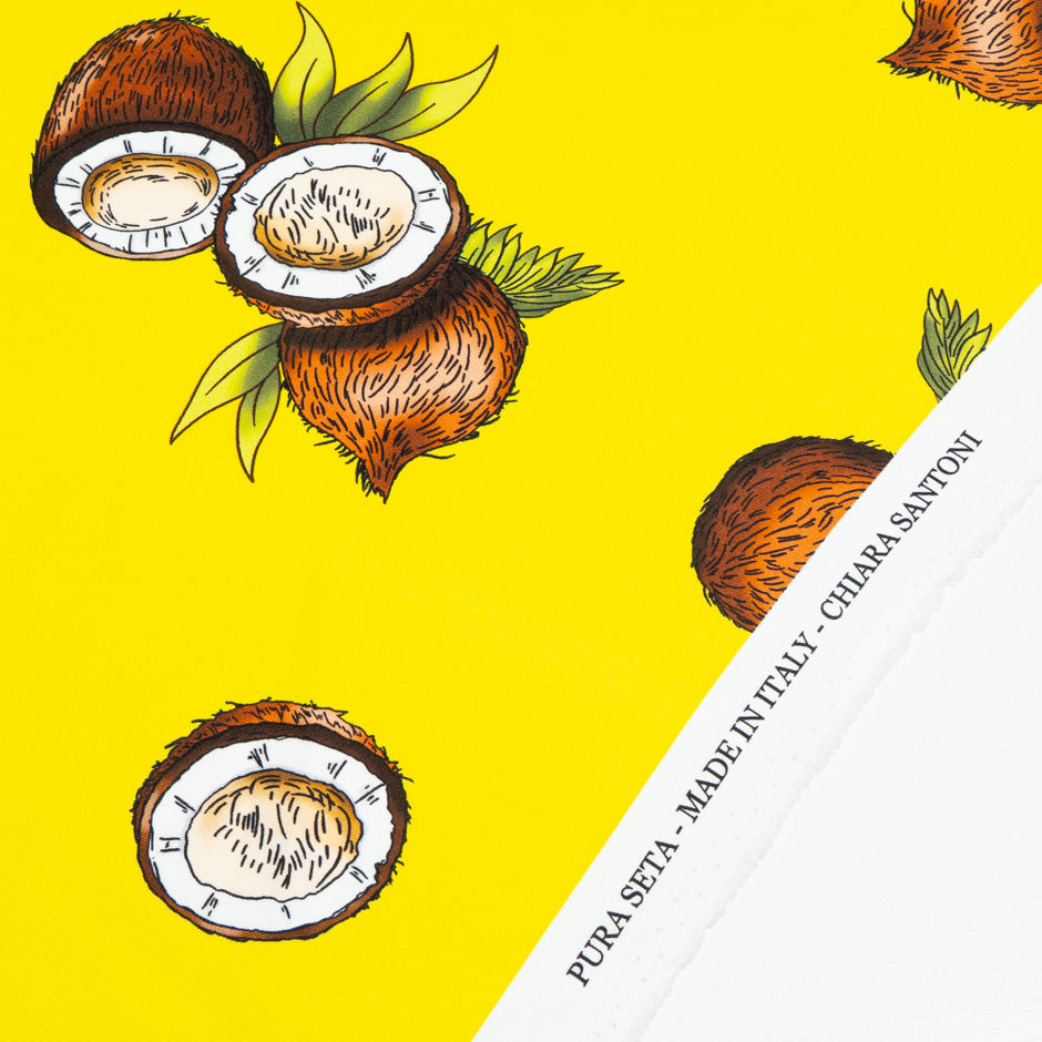 Coconut Printed Canary Yellow Pure Silk Twill