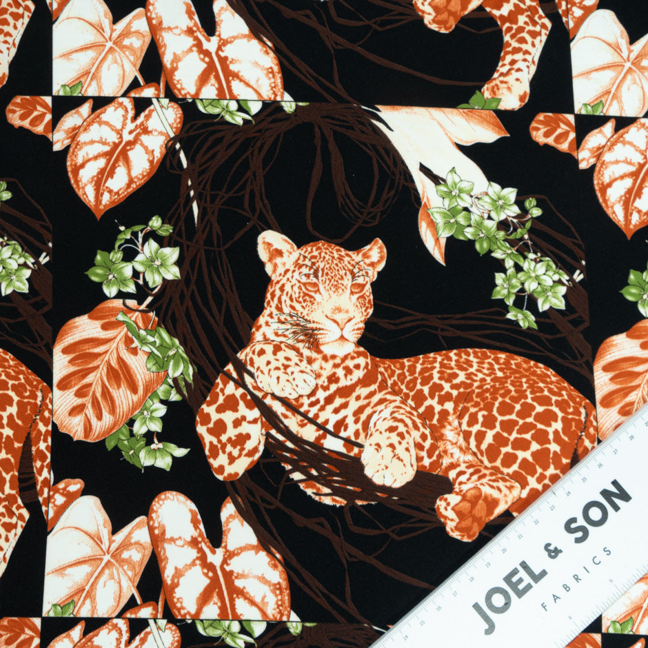 Leopard Printed Black Microfibre