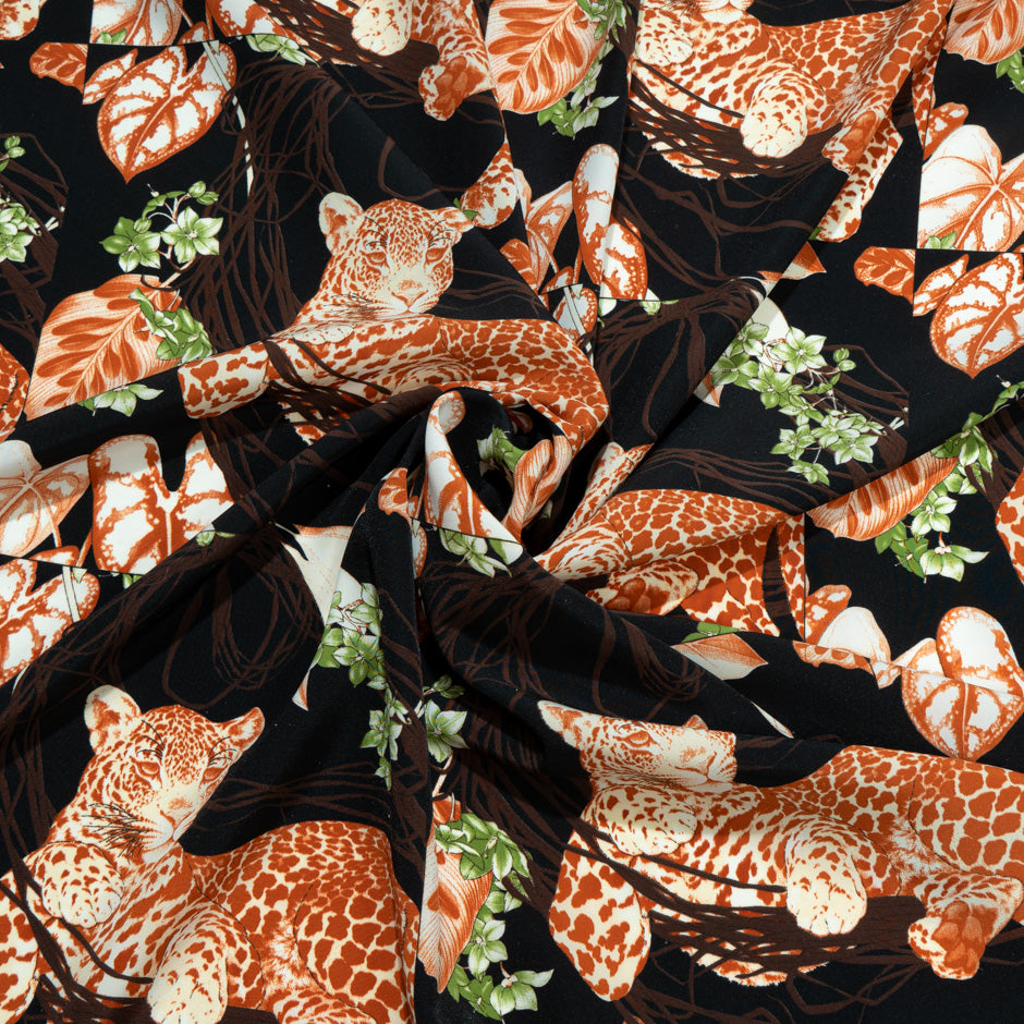 Leopard Printed Black Microfibre