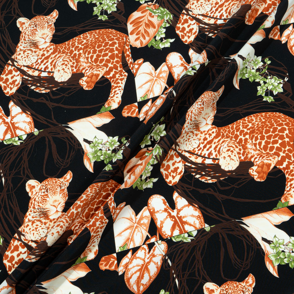 Leopard Printed Black Microfibre