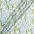 White Lily of the Valley Printed Baby Blue Silk Jacquard