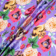 Floral Fruit & Butterfly Printed Purple Pure Silk Jacquard