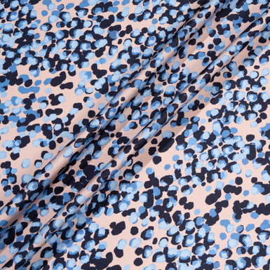 Two-Tone Blue 'Spotted' Print Soft Pink Silk Twill