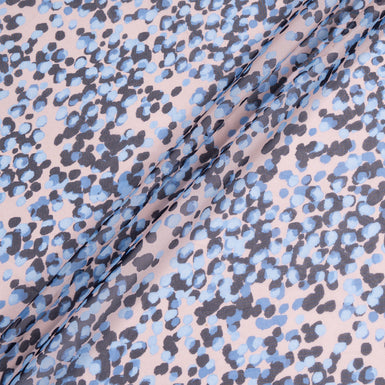 Two-Tone Blue 'Spotted' Print Soft Pink Silk Georgette