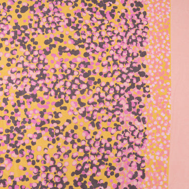 Pink Spotted Yellow/Peach Pure Silk Georgette