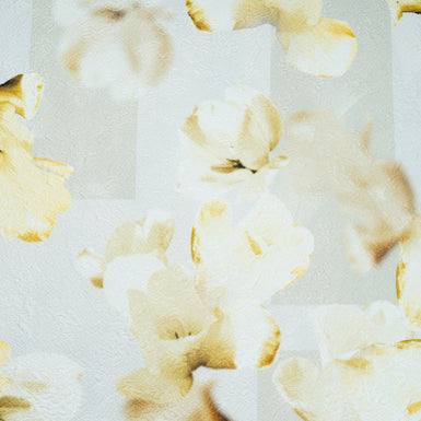 Yellow Floral Silk & Cotton Blend Cloqué