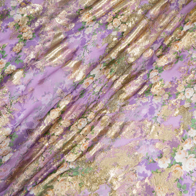 Lurex & FLoral Printed Lilac Silk Georgette