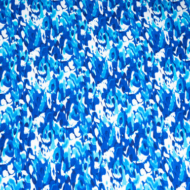Blue Abstract Printed Pure Silk Jacquard